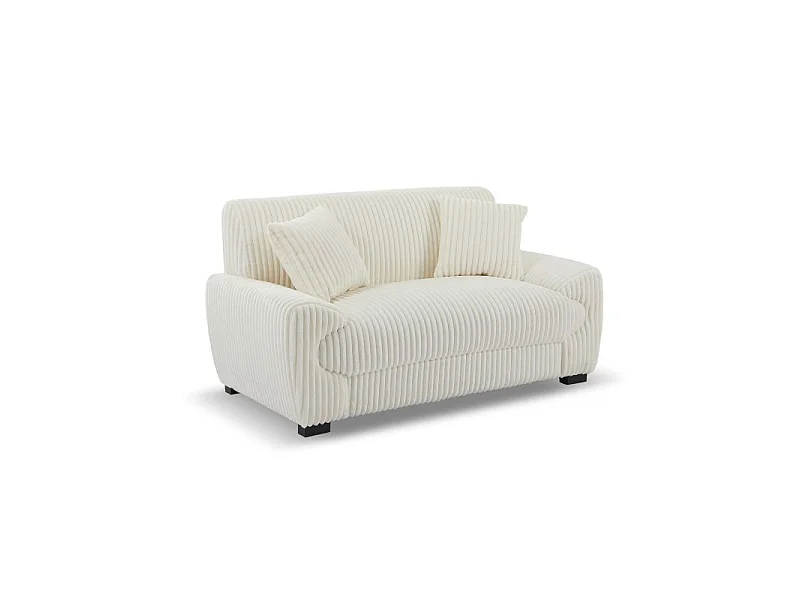 Canapé droit velours côtelé 2 places beige CELESTE