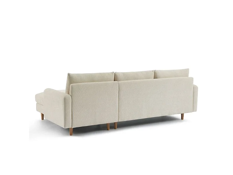 Canapé d'angle fixe réversible tissu chenille 4 places beige VENDOME