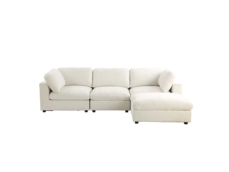 Canapé d'angle modulable tissu 4 places beige MINERVE