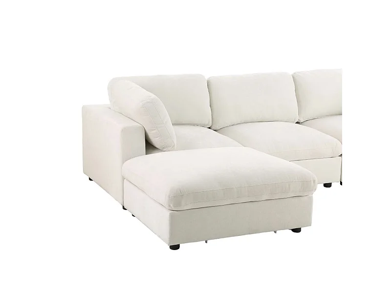 Canapé d'angle modulable tissu 4 places beige MINERVE