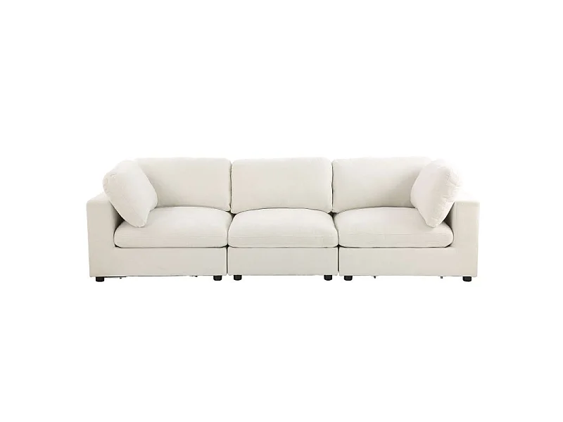 Canapé d'angle modulable tissu 4 places beige MINERVE