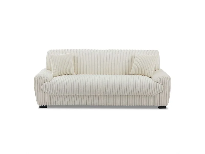 Canapé droit velours côtelé 3 places beige CELESTE