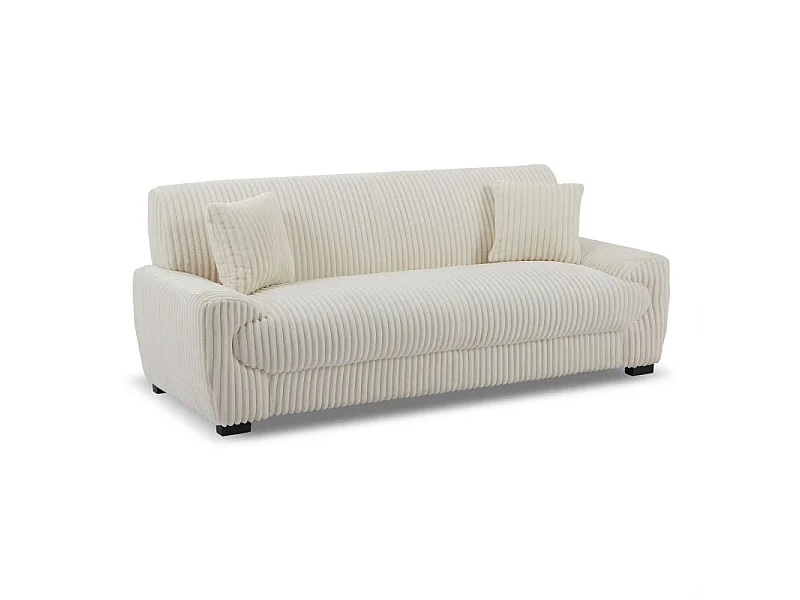 Canapé droit velours côtelé 3 places beige CELESTE