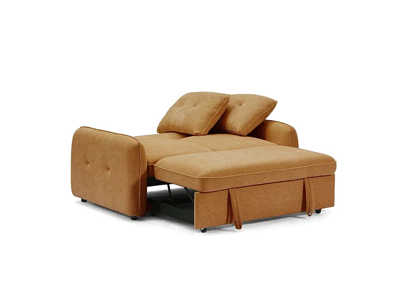 Canapé droit convertible chenille 2 places orange DEAUVILLE