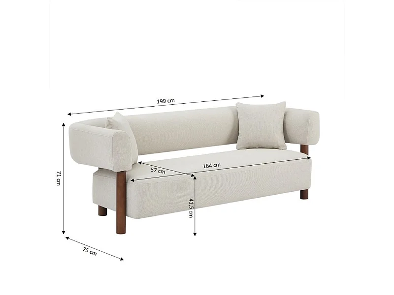 Canapé droit tissu 3 places beige RIVAGE