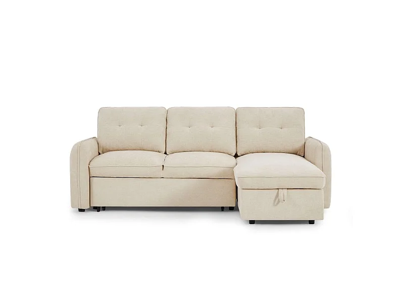 Canapé d'angle convertible réversible chenille 4 places beige DEAUVILLE