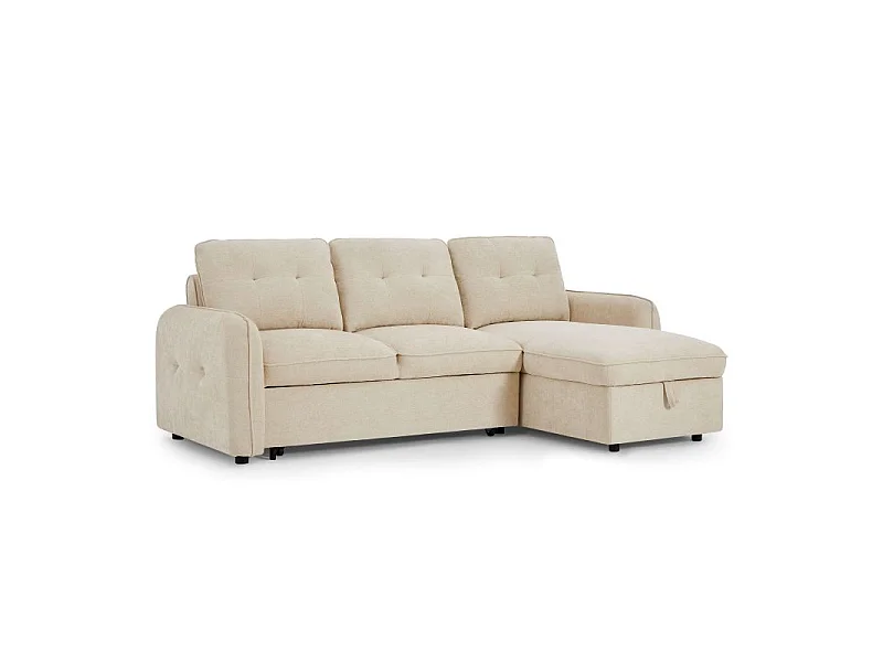Canapé d'angle convertible réversible chenille 4 places beige DEAUVILLE