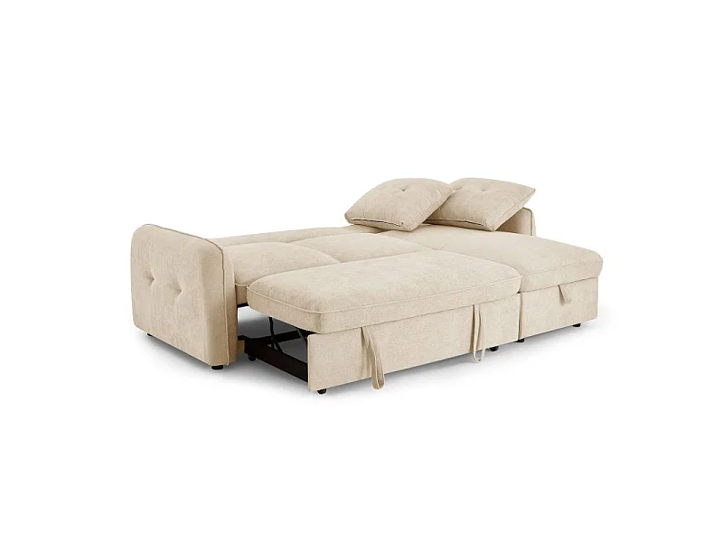 Canapé d'angle convertible réversible chenille 4 places beige DEAUVILLE