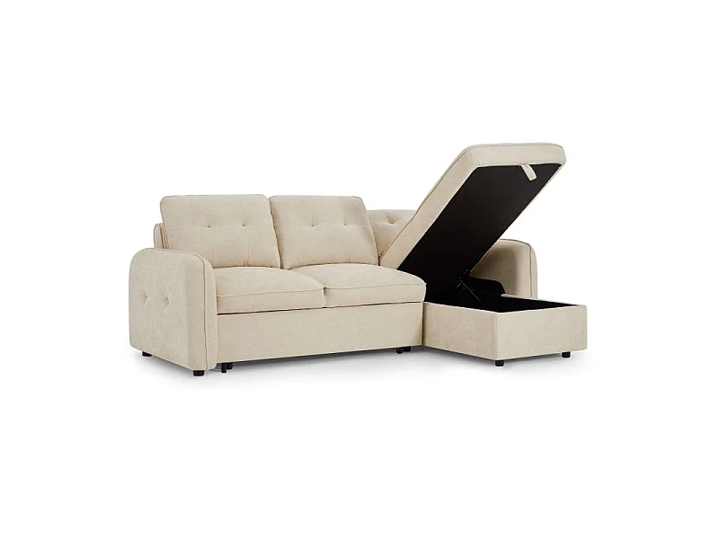 Canapé d'angle convertible réversible chenille 4 places beige DEAUVILLE