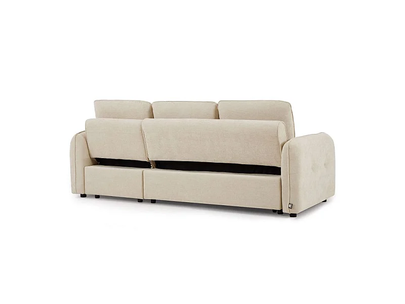 Canapé d'angle convertible réversible chenille 4 places beige DEAUVILLE