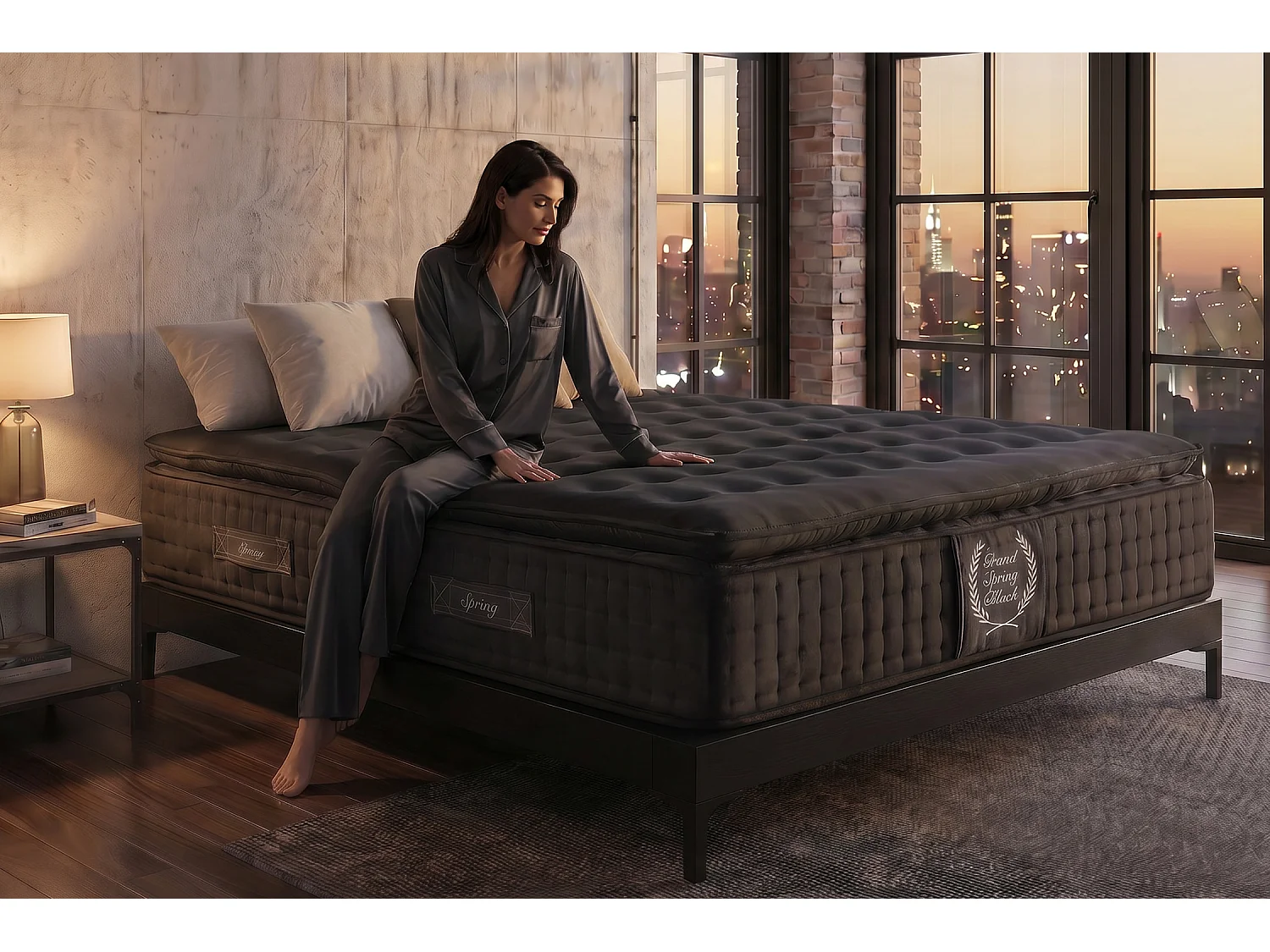 Matelas Ressorts Ensachés Grand Spring Black, 30cm, 180x200cm - Moonia