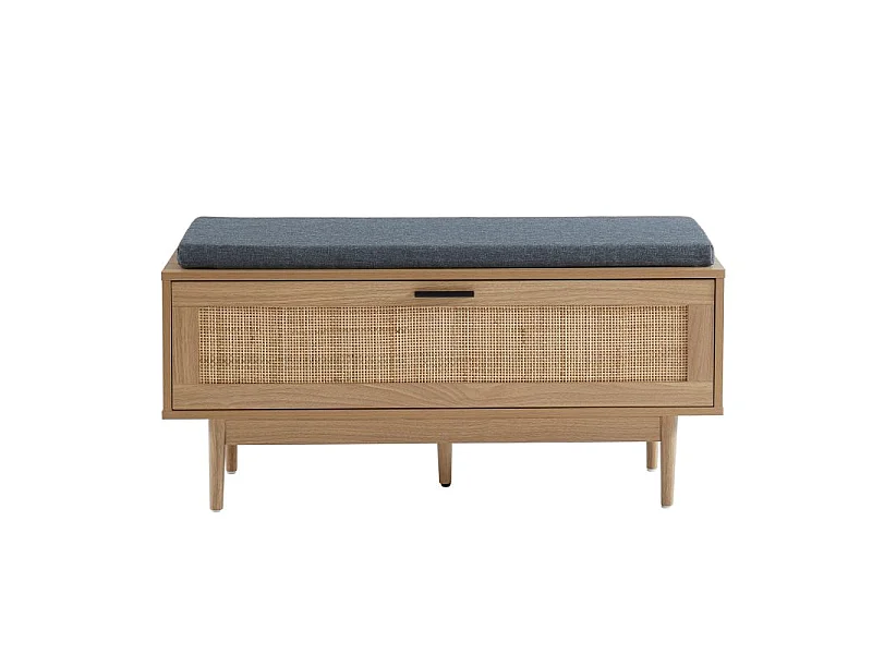 Banc à chaussures cannage rotin 1 porte 100cm ZIRCON