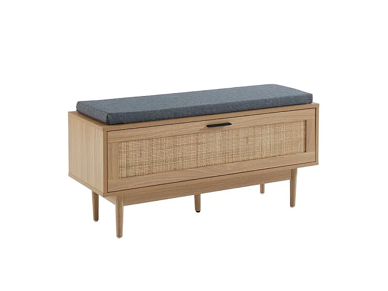 Banc à chaussures cannage rotin 1 porte 100cm ZIRCON