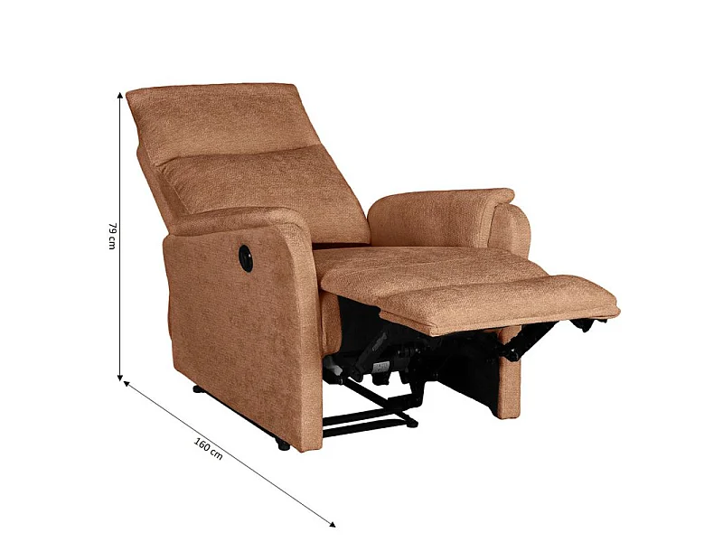 Fauteuil relax électrique tissu 1 place orange LUMIO