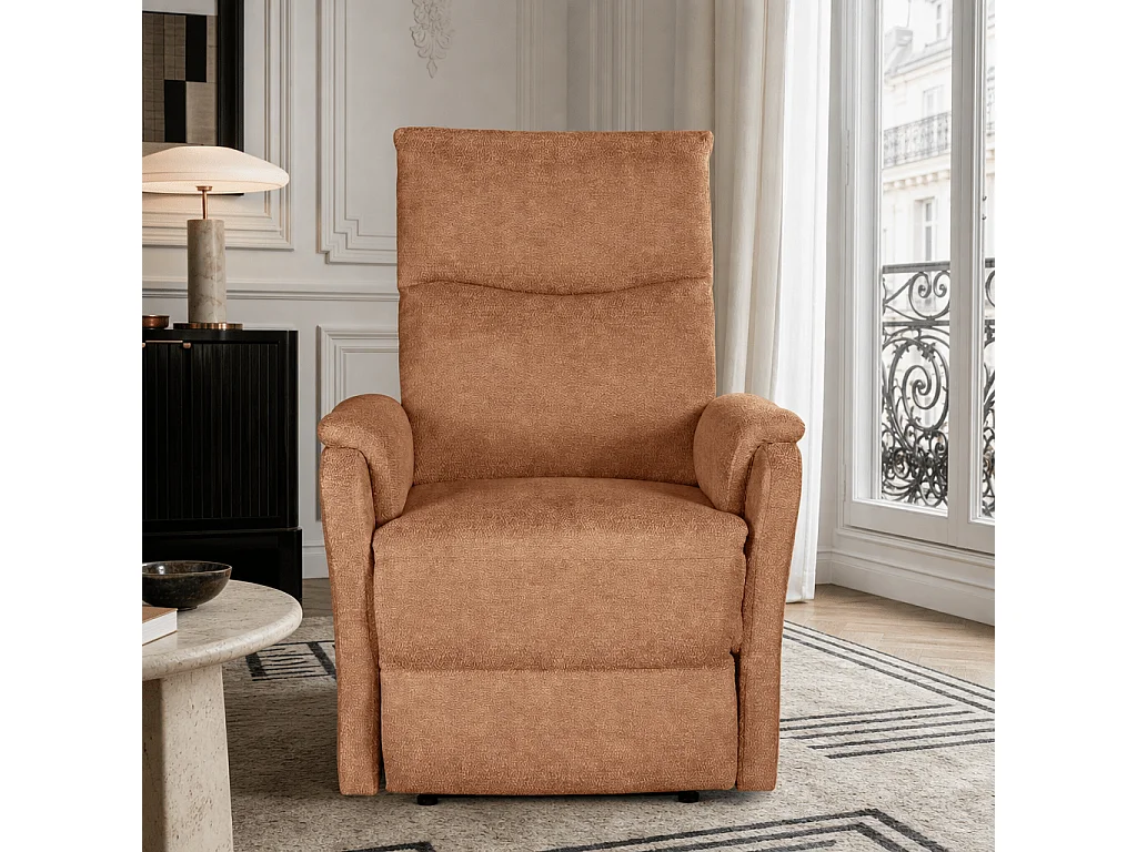Fauteuil relax électrique tissu 1 place orange LUMIO