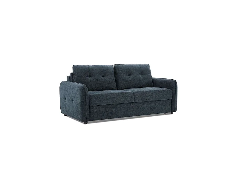 Canapé droit convertible express chenille 3 places bleu canard DEAUVILLE