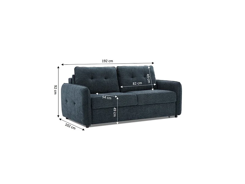 Canapé droit convertible express chenille 3 places bleu canard DEAUVILLE