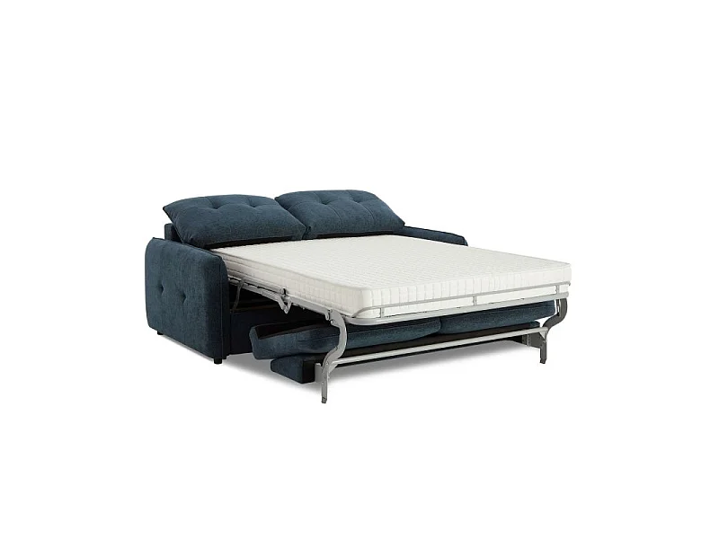 Canapé droit convertible express chenille 3 places bleu canard DEAUVILLE