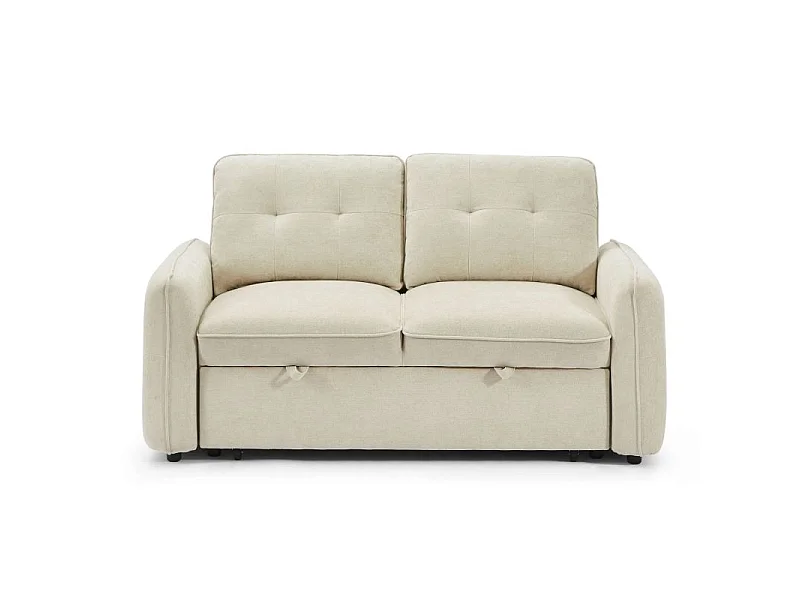 Canapé droit convertible chenille 2 places beige DEAUVILLE