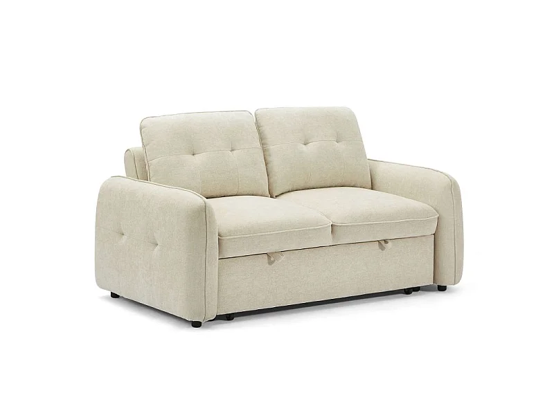 Canapé droit convertible chenille 2 places beige DEAUVILLE