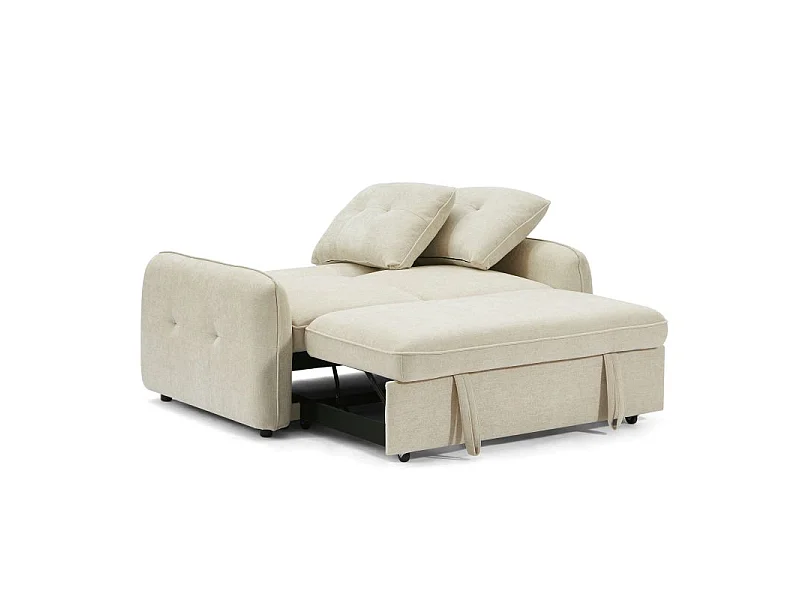 Canapé droit convertible chenille 2 places beige DEAUVILLE