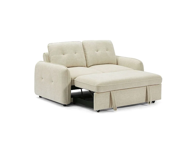 Canapé droit convertible chenille 2 places beige DEAUVILLE