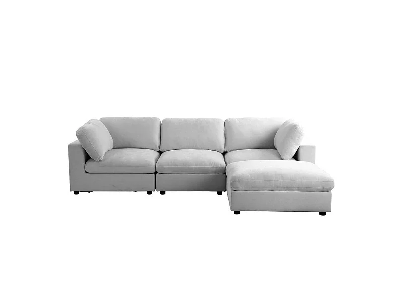 Canapé d'angle modulable tissu 4 places gris MINERVE