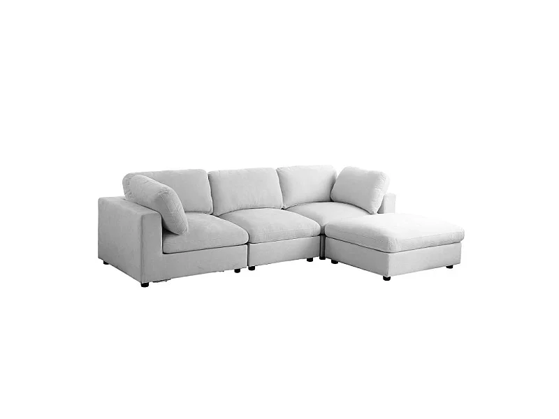 Canapé d'angle modulable tissu 4 places gris MINERVE