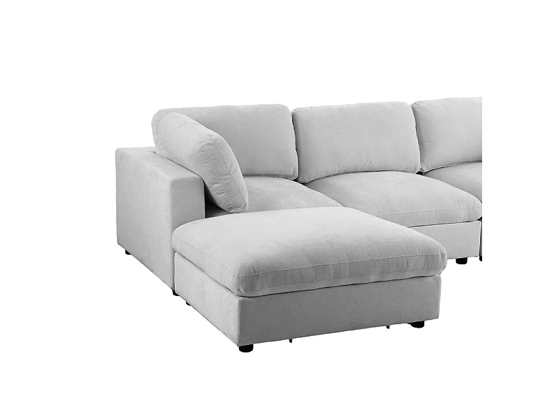 Canapé d'angle modulable tissu 4 places gris MINERVE