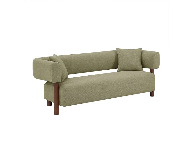Canapé droit tissu 3 places kaki RIVAGE