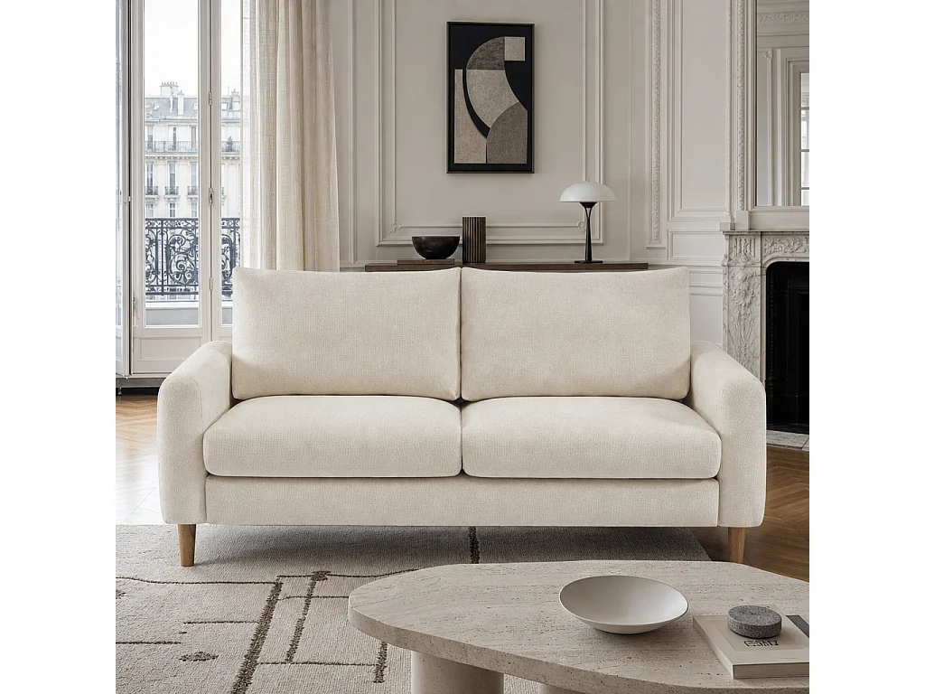 Canapé 3 places en tissu chenille beige VENDOME
