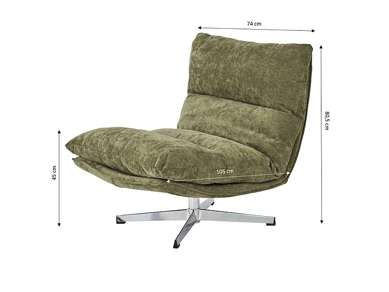 Fauteuil rotatif tissu 1 place vert CHANTILLY