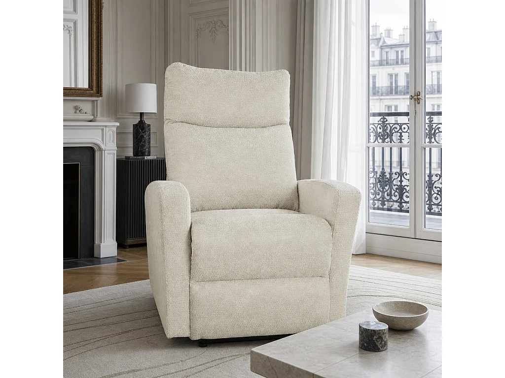 Fauteuil relax manuel tissu 1 place beige ECLIPSE
