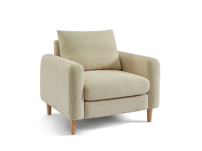 Fauteuil fixe tissu chenille 1 place taupe VENDOME