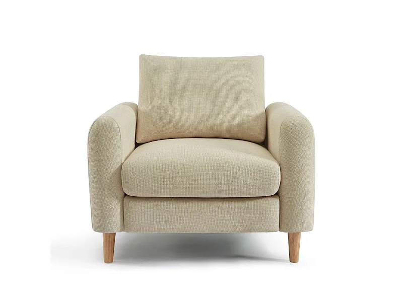 Fauteuil fixe tissu chenille 1 place taupe VENDOME