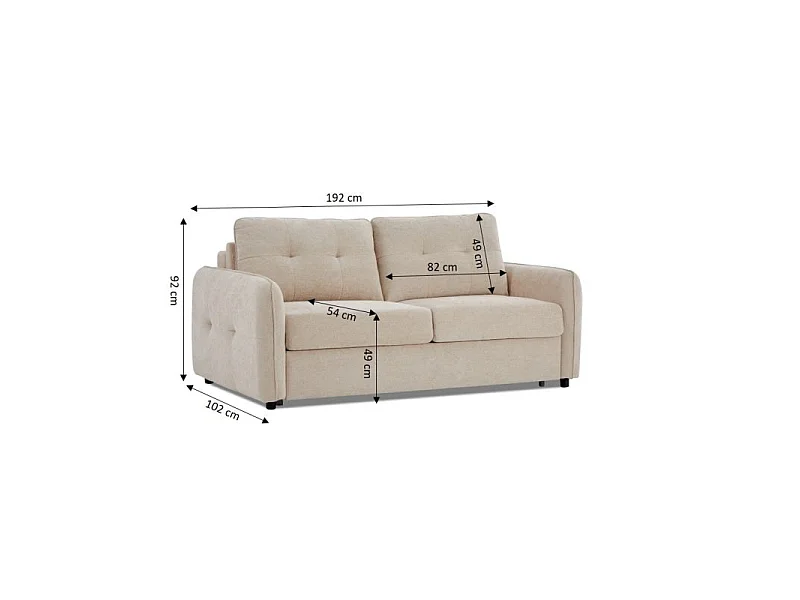 Canapé droit convertible express chenille 3 places beige DEAUVILLE