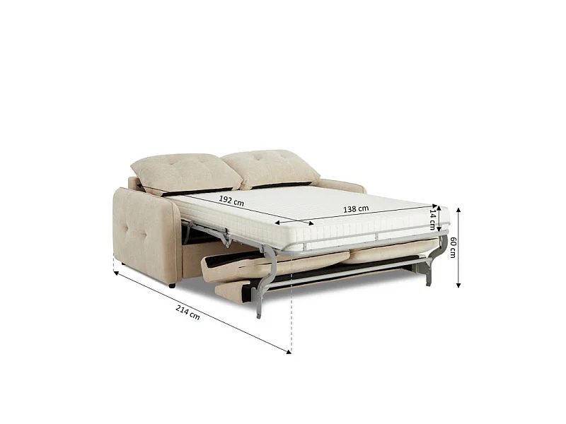 Canapé droit convertible express chenille 3 places beige DEAUVILLE
