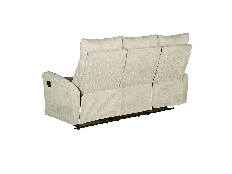 Canapé relax manuel tissu 3 places beige ECLIPSE