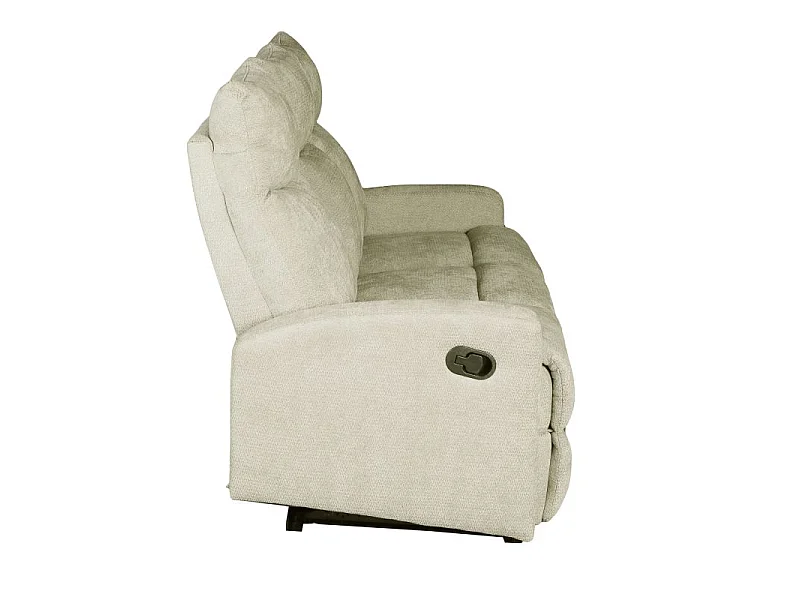 Canapé relax manuel tissu 3 places beige ECLIPSE