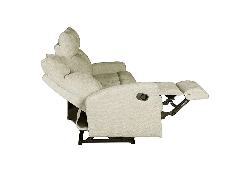 Canapé relax manuel tissu 3 places beige ECLIPSE