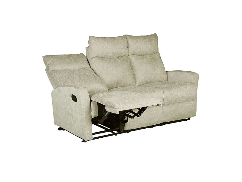 Canapé relax manuel tissu 3 places beige ECLIPSE