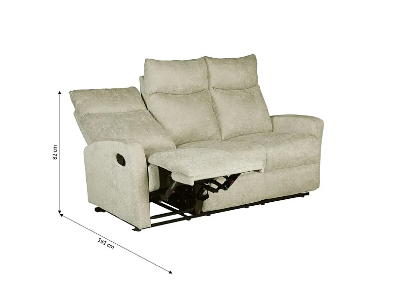 Canapé relax manuel tissu 3 places beige ECLIPSE