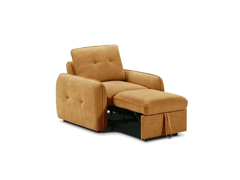Fauteuil convertible chenille 1 place orange ORVEA