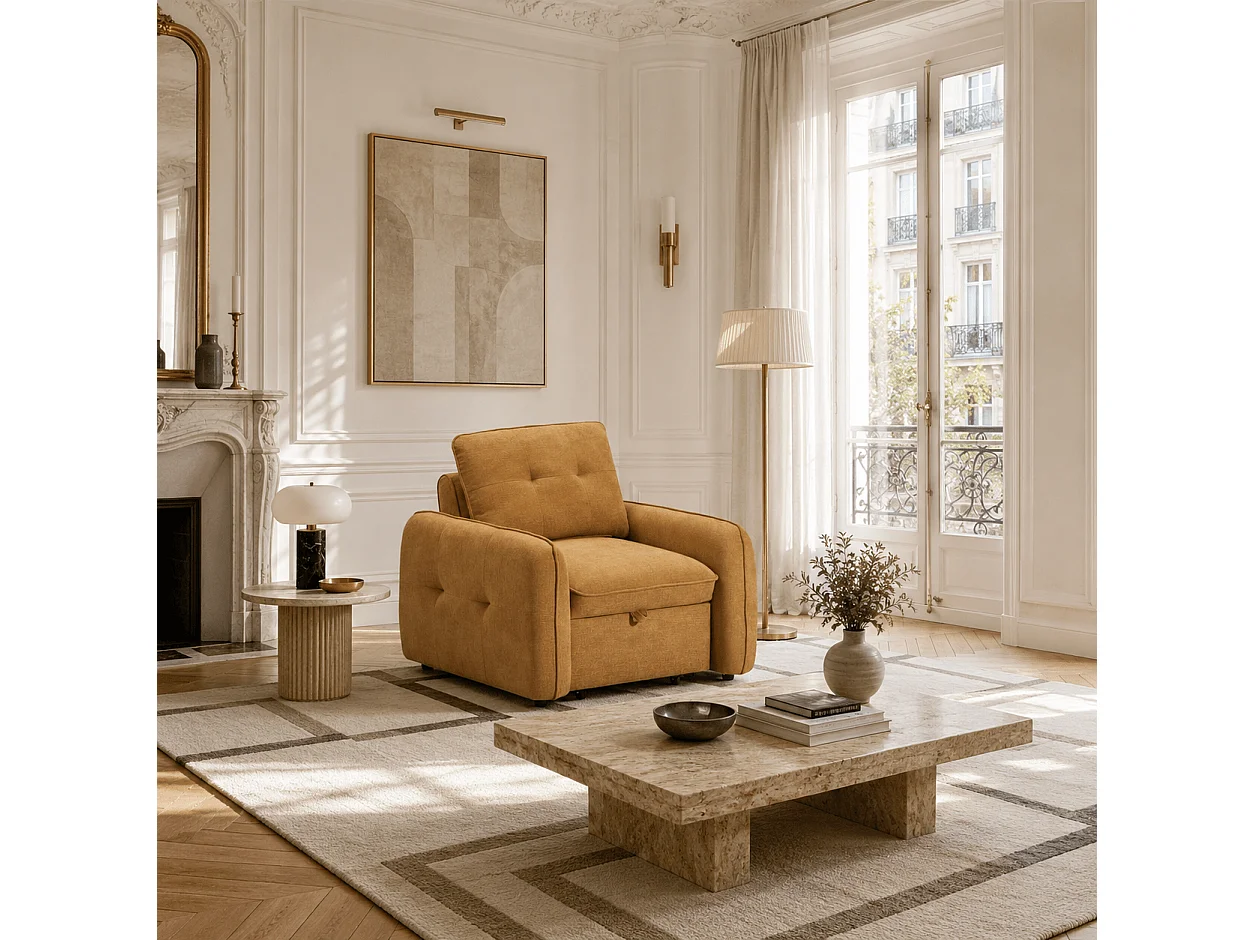 Fauteuil convertible chenille 1 place orange ORVEA