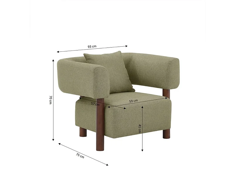 Fauteuil tissu 1 place kaki RIVAGE