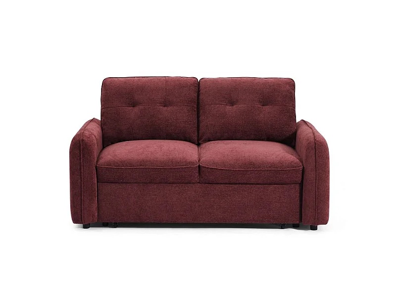 Canapé droit convertible chenille 2 places rouge DEAUVILLE