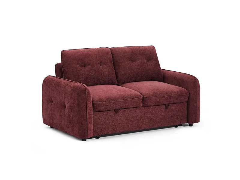 Canapé droit convertible chenille 2 places rouge DEAUVILLE