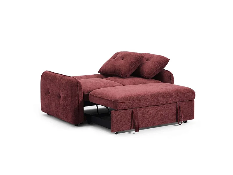 Canapé droit convertible chenille 2 places rouge DEAUVILLE