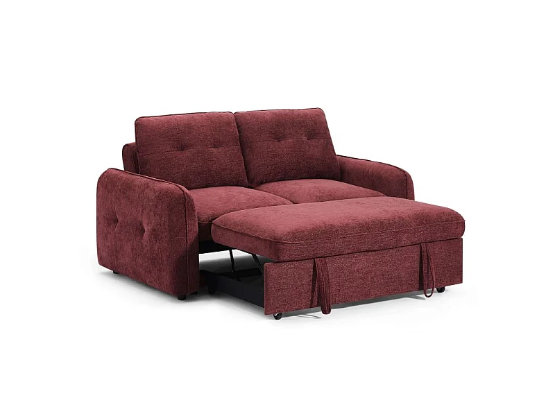 Canapé droit convertible chenille 2 places rouge DEAUVILLE