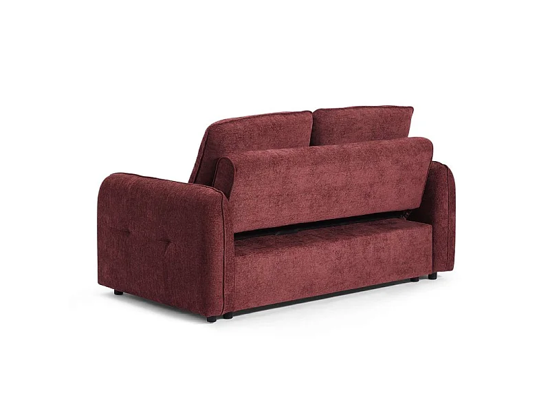 Canapé droit convertible chenille 2 places rouge DEAUVILLE